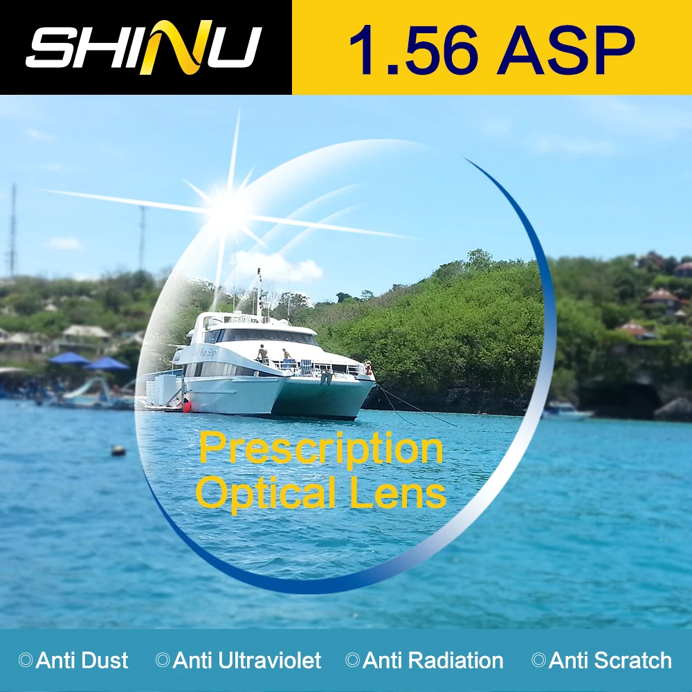 Высокое качество Индекс 1,56 прозрачные линзы HMC Asphere с диоптриями для близорукости, очки для чтения SH004