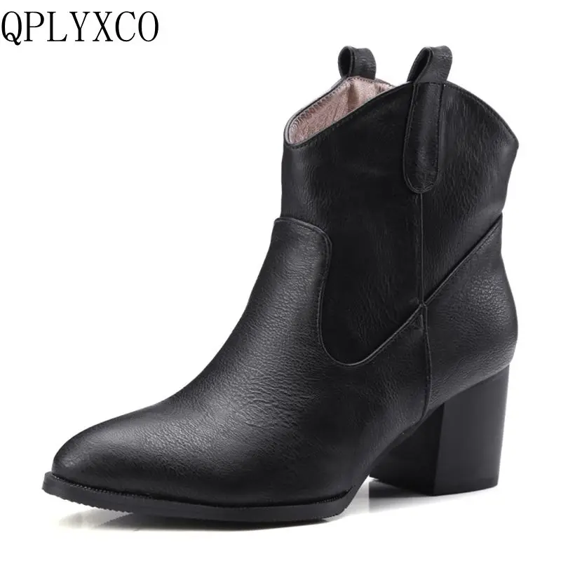 

QPLYXCO New boots Big size 32-48 shoes woman ankle boots short Autumn plush winter Sexy Women shoes Platform high heels DM869