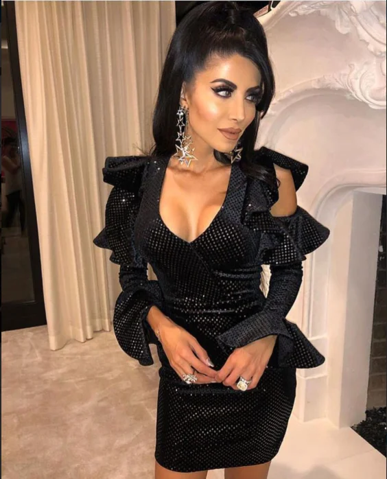 

2019 new Black V-neck long sleeve flared bandage dress summer autumn spring Sexy evening Party Bodycon wholesale womens clothi