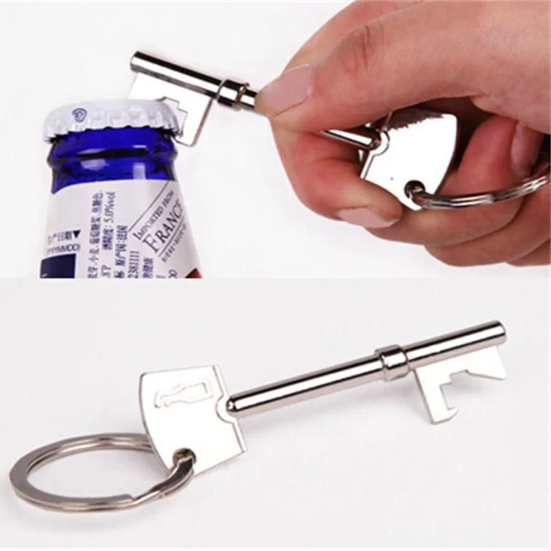 Key Shaped Beer Opener Portable Wine Bottle Can Opener Keychain Metal