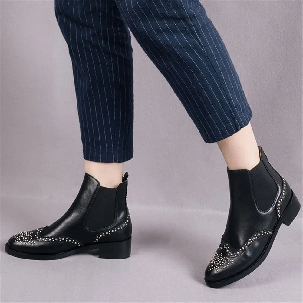 

Sarairis 2019 Brand Designer Plus Size Genuine Leather Ankle Boots Women Shoes Fashion 3 Style Chelsea Boots Female Shoes Woman