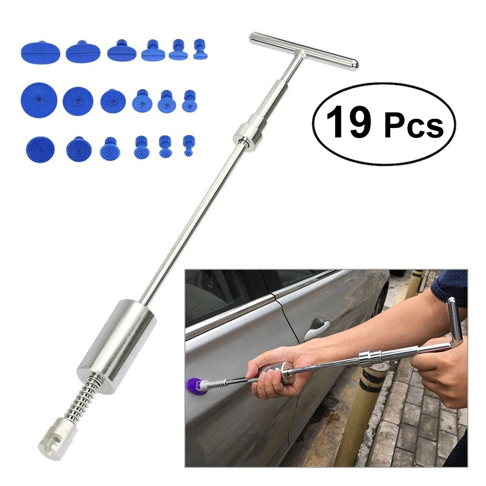 

Stainless Steel Auto Paintless Dent Removal Tools Dent Repair Kit 2 in 1 Slide Hammer Hand Puller with 18PCS Glue Tabs