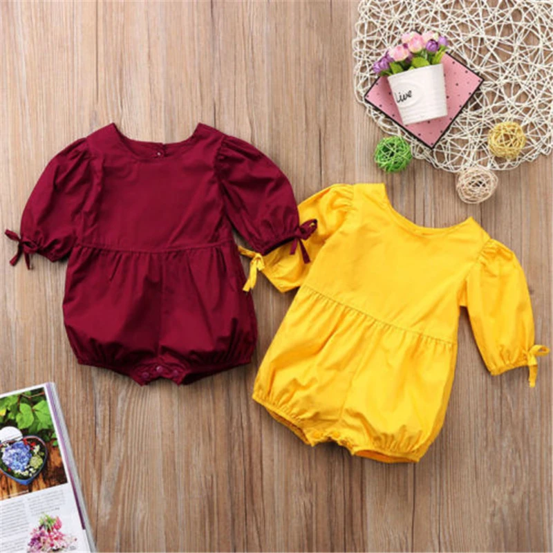 Baby Girls Short Sleeve Romper Newborn Babys Girls Cotton Romper