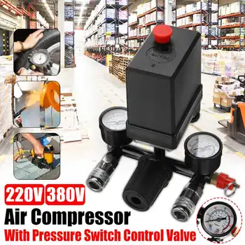 

240V/380V AC Regulator Heavy Duty Air Compressor Pump Pressure Control Switch Air Pump Control Valve 7.25-125 PSI with Gauge