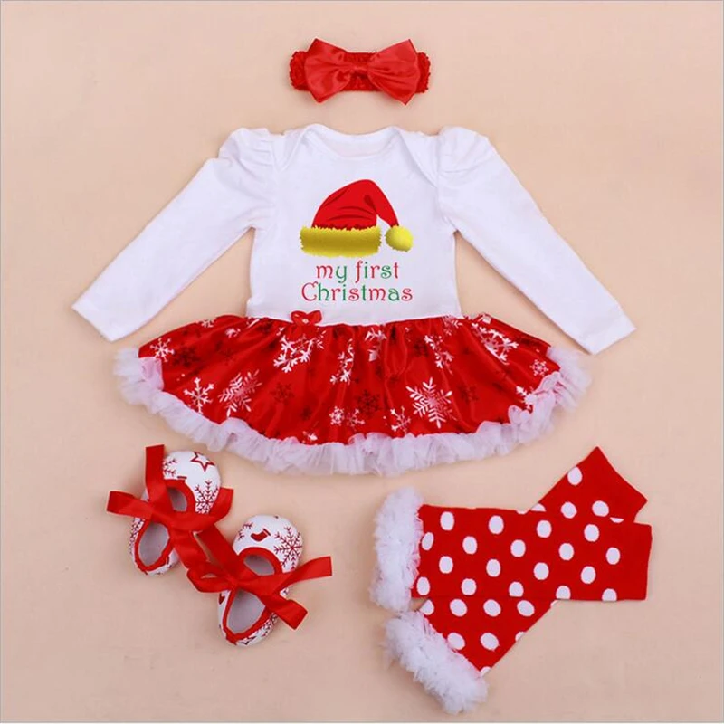 My First Christmas Costumes 4pcs Infant Toddler Baby Girls Christmas