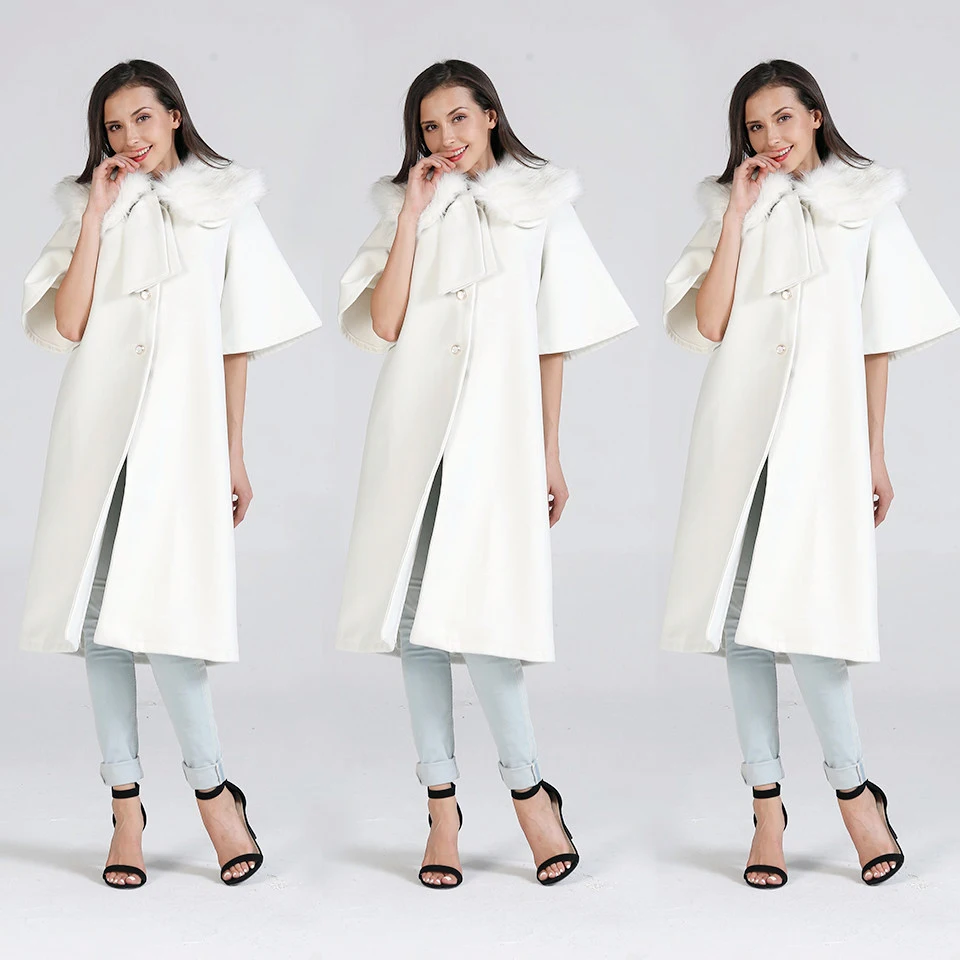 Winter Coat Women Spring Autumn Women's Fur collar Single-breasted Coats Outwear Women's White Rabbit Hair women Coat Jacket Coats