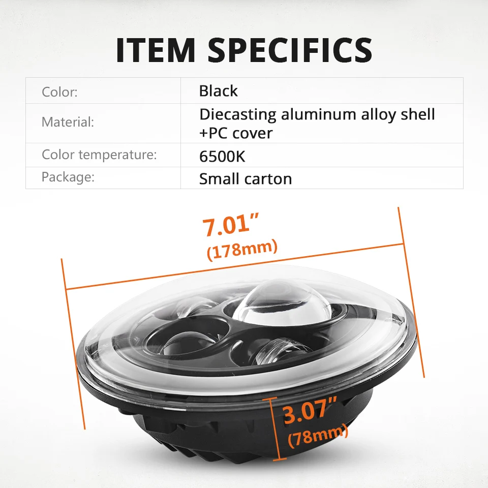 

7 inch LED Headlight Off-Road 4x4 Running LightsHeadlamp Hi/Low Beam Halo Angle Eyes DRL 12V For Jeep Wrangler TJ 1997 2005-2006