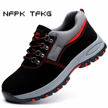

new fashion men's breathable steel toe covers working safety shoes big size platform anti-puncture tooling security boots sapato