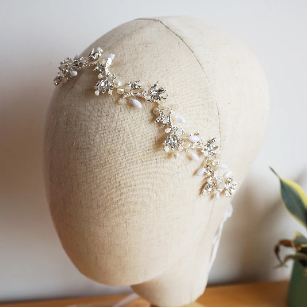 

Delicate Rhinestone And Crystal Bridal Headpiece Handmade Silver Hair Vine Crown Wedding Party Hair Accessories Brides 2019