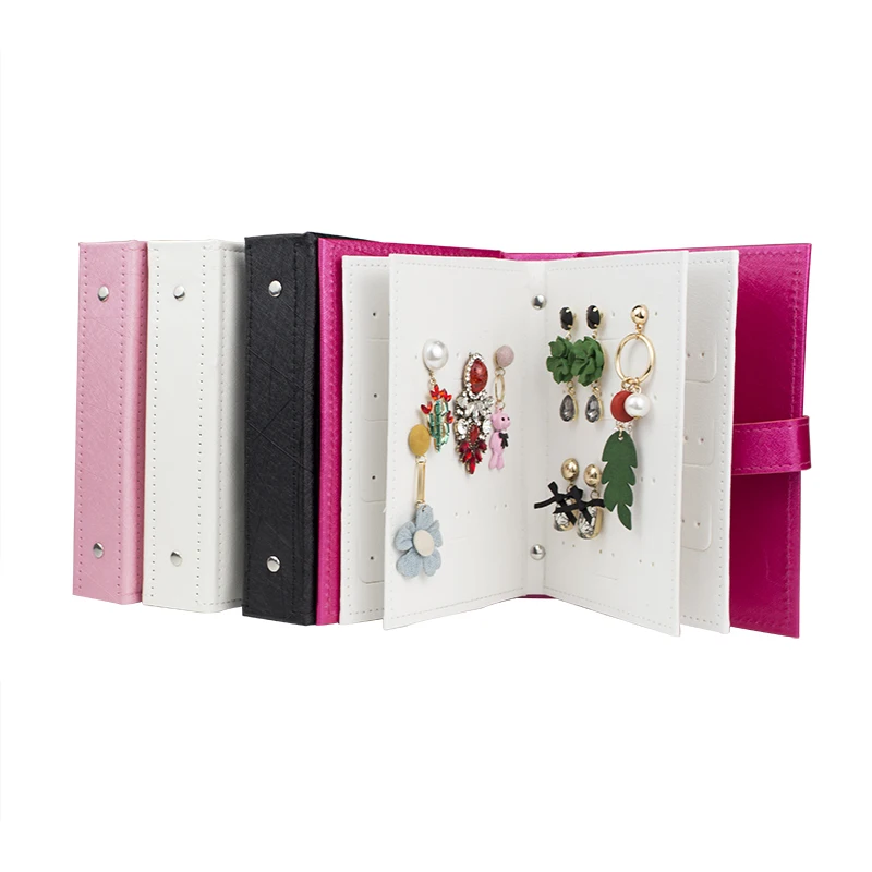 

Jewelry Organizer Jewelry Display Stand Portable Earring Holder Travel Jewelry Case Pu Leather Earring Holder with Book Design