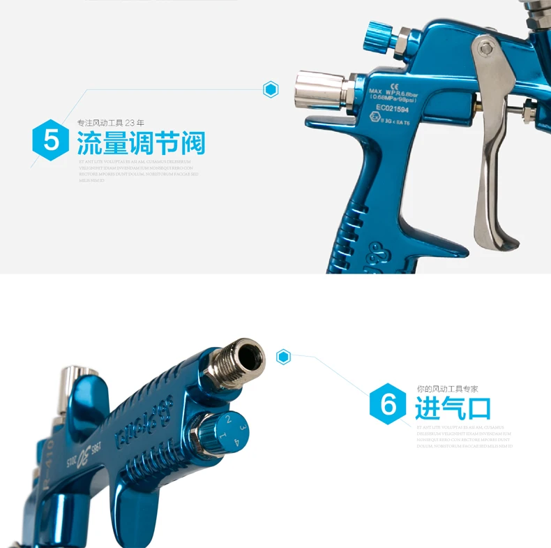 Распылитель Prona с R-410 покрытием, пистолет для покраски воздуха, распылитель для автомобильной мебельной промышленности, пистолет для покраски автомобиля, R410