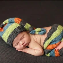 Вязаная крючком Детская полосатая спиральная шляпа, детские вязаные шапочки, комплекты со штанами для новорожденных, для фотографий новорожденных Размер: 0-1 м, 3-4 м