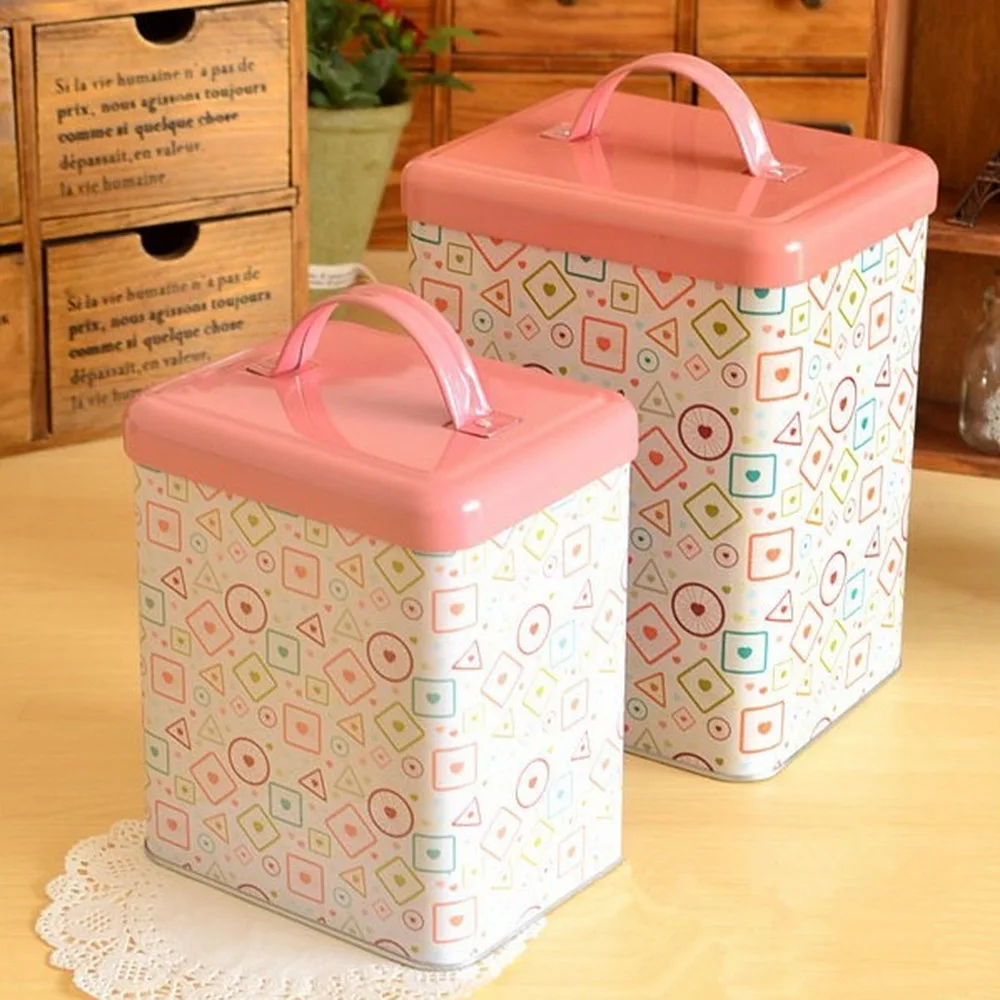 Image FREE SHIPPING iron tin box TB54 set of 2 pcs pinky zakka box for basic necessities and home decoration