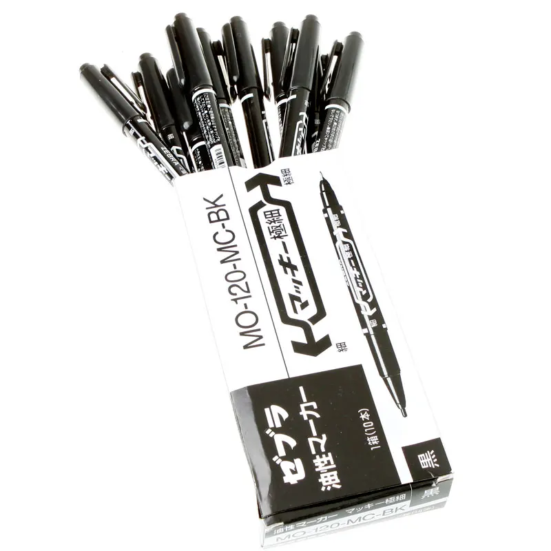 Schönheit & Gesundheit WunderschöNen 10 Teile/los Fettige Doppelkopf Scribe Piercing Haut Marker Tattoo Supply Tool Tattoo Marker Körper Kunst Zubehör Schwarz/blau
