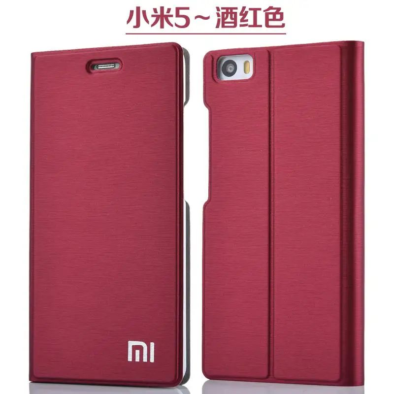 Новое поступление для Xiaomi Mi5 чехол для телефона, роскошный тонкий стильный флип-чехол с подставкой из искусственной кожи чехол для Xiaomi mi5 слот для карт чехол для телефона - Цвет: Red
