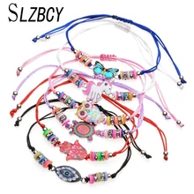 SLZBCY 6 шт./компл. женские хрустальные бусины браслеты и браслеты регулируемый сова глаз животное браслет с подвесками браслет Мода DIY ювелирные изделия