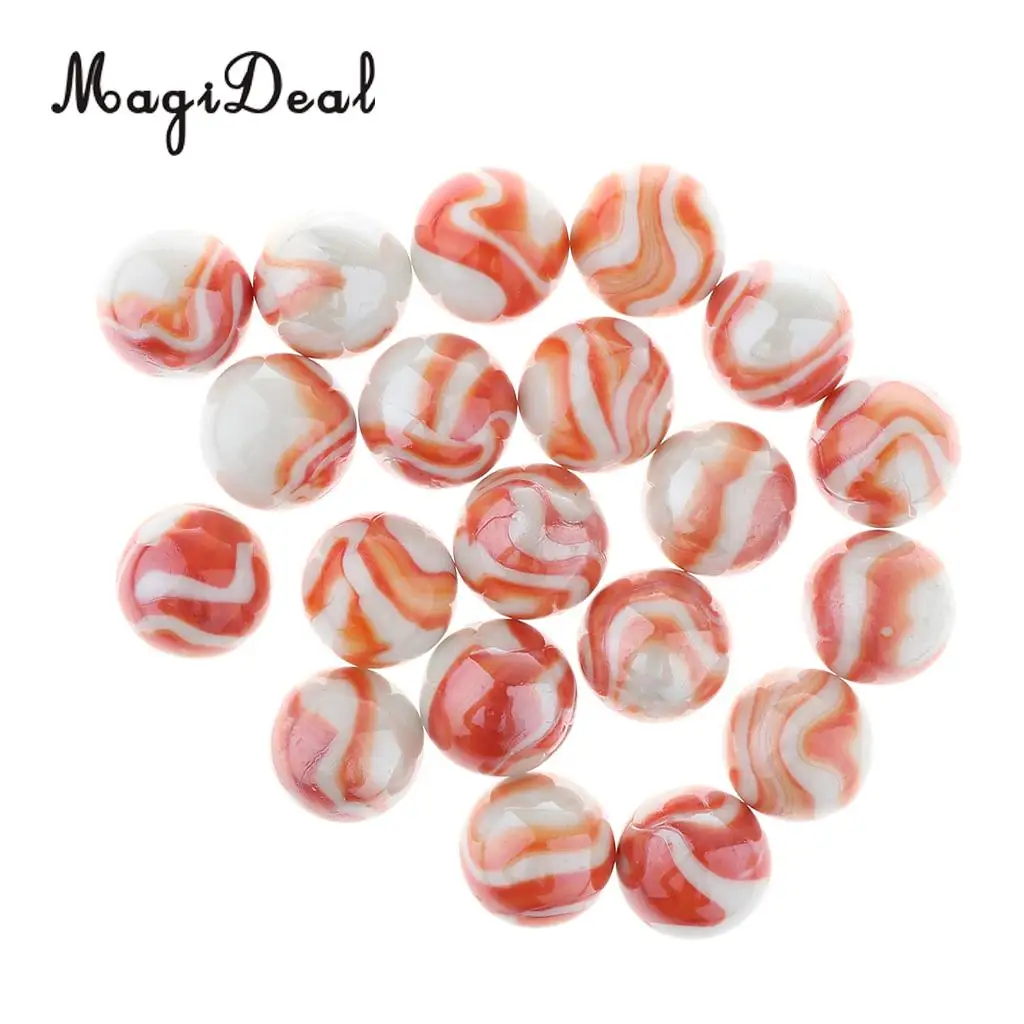 20pcs 25mm Floral Stripes Glass Marbles, Kids Marble Run Game, Marble Solitaire Toy Accs Vase Filler & Fish Tank Home Decor