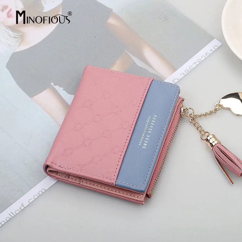 Женский кошелек MINOFIOUS милый модный из искусственной кожи короткий на молнии