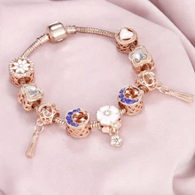 Высокое качество, трендовые Цветочные бусины-кристаллы, розовое золото, очаровательные браслеты и браслеты, трендовые ювелирные изделия, лучший подарок для женщин, вечерние