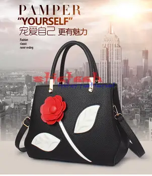

by dhl or ems 50pcs Fashion Women Leather Handbags Women Shoulder Bag Women's Flower Tote Bag Female Designer Handbag