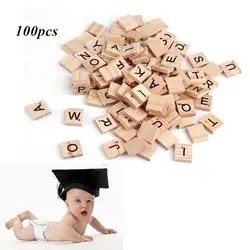 Новинка 100 шт./упак. детские деревянные алфавитные плитки для детей обучающие игры игрушки черный буквенный Алфавит Номер ремесла