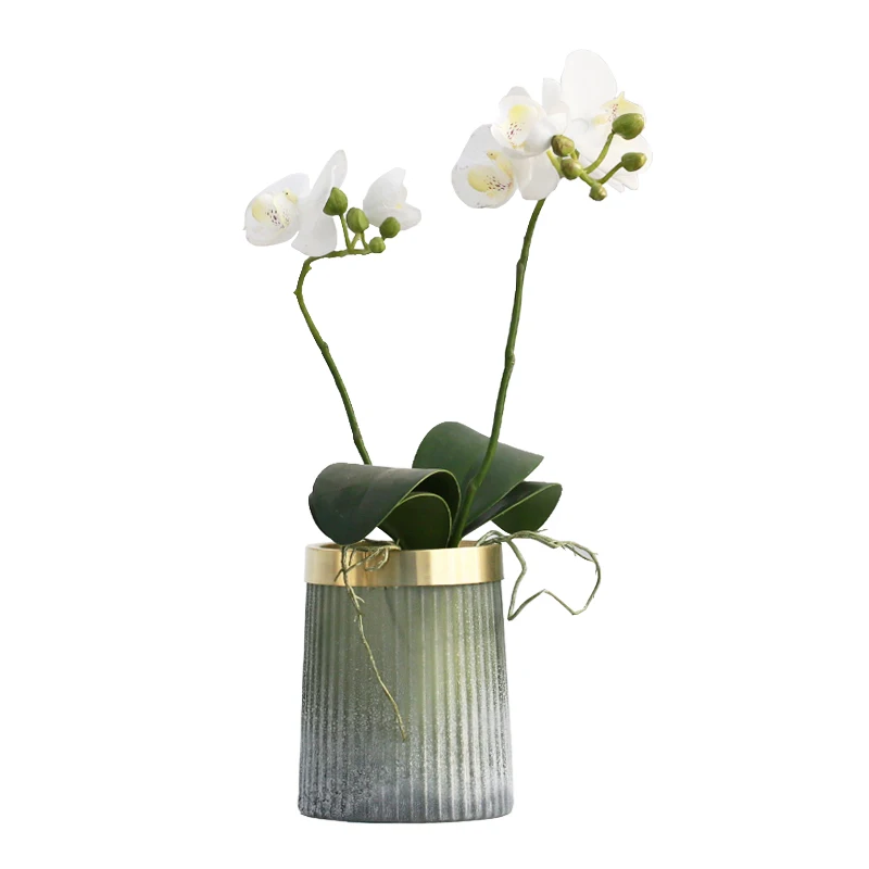 Billig Kreative Matte Alten Glas Flasche Blume Vase Ornament Kupfer Ring Nordic Glas Vase Handwerk Wohnzimmer Tisch Vasen Weiche Kunst decor