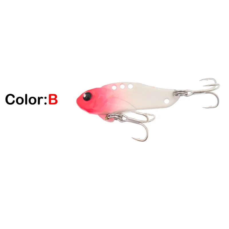 New 1pcs Metal Laser VIB Fishing Lure 5.5g 35mm Winter Ice Jig Fishing Tackle Crankbait Vibration Spoon Spinner Sinking Bait - Color: B