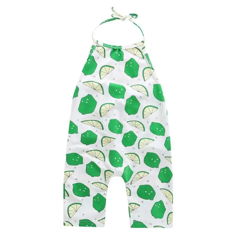 Cotton Baby Kids Girls Clothing Rompers Lovely Lemon Cotton Sleeveless