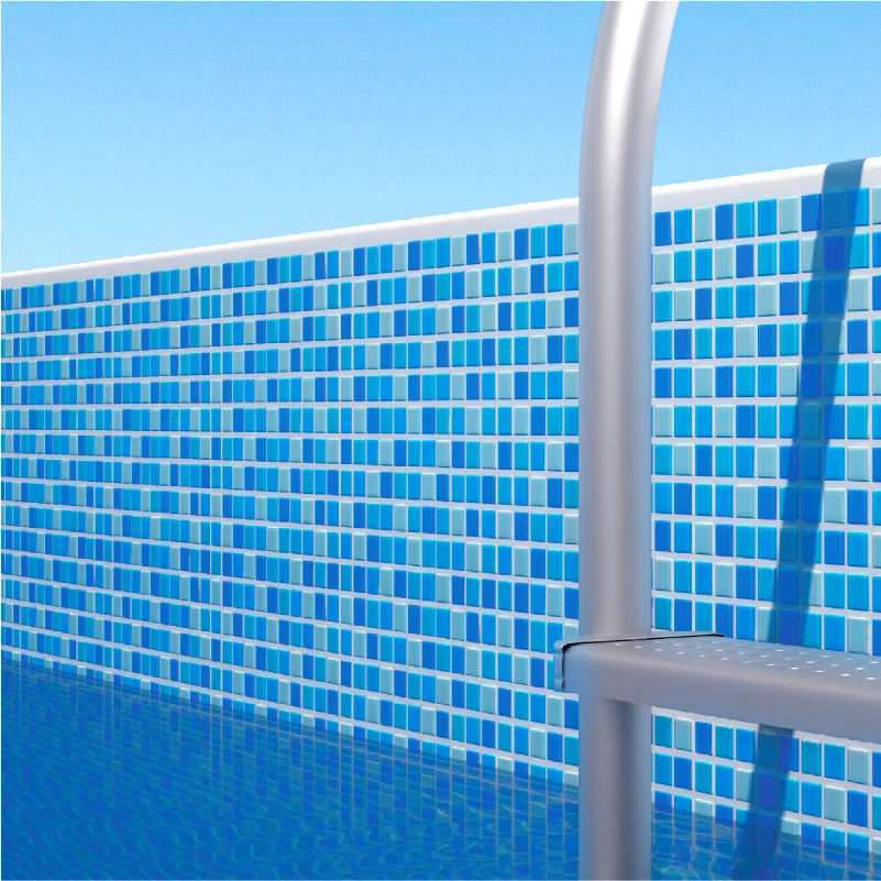 Бассейн Синий Нескользящая стеклянная мозаика для туалета Душ пол фоне стены