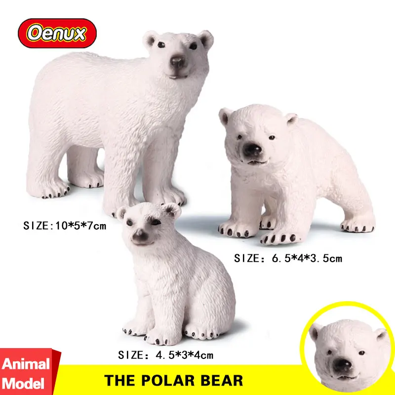 Oenux, классический африканский дикий лев, Имитация животных, зоопарк, фигурка, Зебра, жираф, слон, олень, фигурка, модель, развивающие игрушки - Цвет: Polar Bear animals