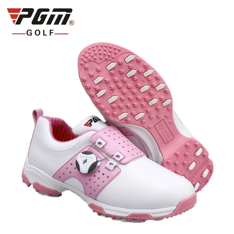 2019 Women Skid Resistant Golf Shoes Waterproof Automatic Knob Golf Trainers Breathable Cushion Sneaker Shoes D0475