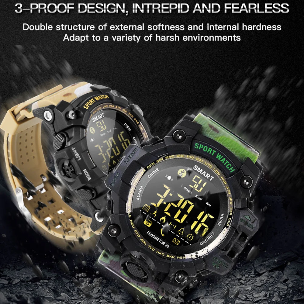 VESTMADRA EX16S Sport Bluetooth Smart Watch IP67 Waterproof Pedometer Smartwatch Alarm Clock Stopwatch Long Standby Wristwatch