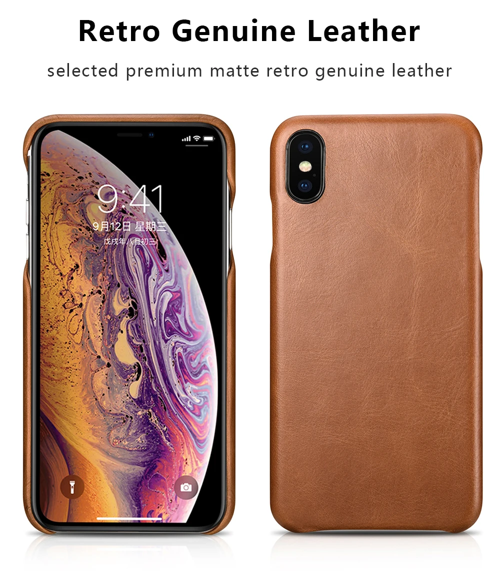 Чехол для iPhone XS MAX натуральная кожа ретро задняя крышка чехол для Apple XS Max icarer роскошный противоударный жесткий чехол