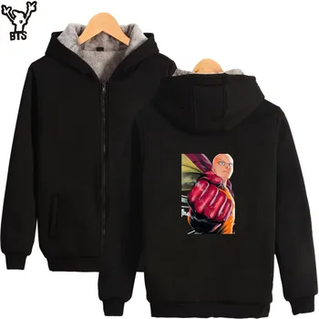 

KPOP ONE PUNCH-MAN Hoodies Men Zipper Black Long Sleeve Warm Winter Coat Amine Printed Casual Hoodies Men Sweatshirt Tracksuit