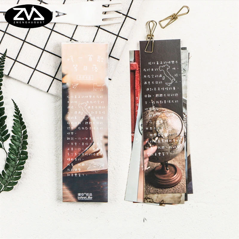 

30pcs/box beautiful setting sun bookmark Korean cute bookmarks book holder message card school supplies papelaria