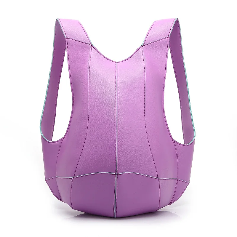 Кожаный рюкзак в форме черепахи, женский рюкзак для путешествий с защитой от кражи, сумка на плечо, Кожаная Мотоциклетная школьная сумка, мужской рюкзак для колледжа - Цвет: Фиолетовый