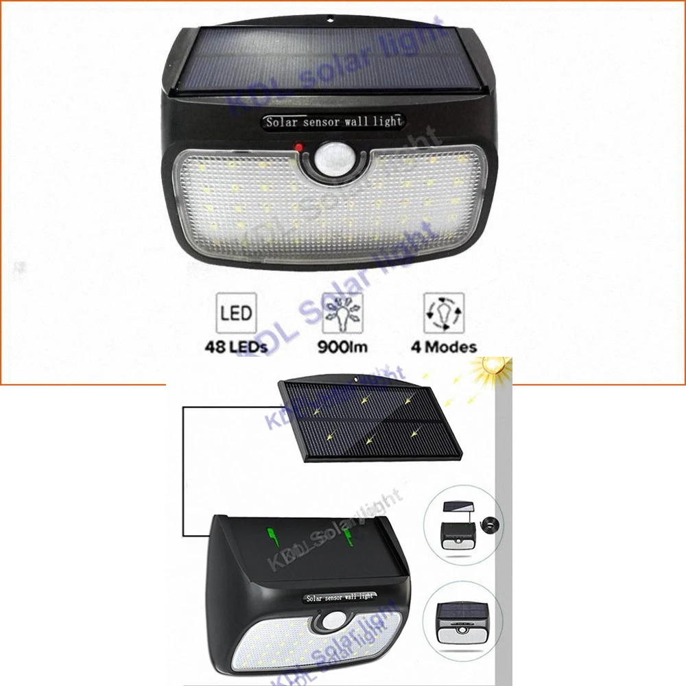 

3pcs/lot detachable 48 LED Solar Light Powered Motion Sensor Wall lamp Human Body Infrared Light Outdoor Waterproof Garden Secur