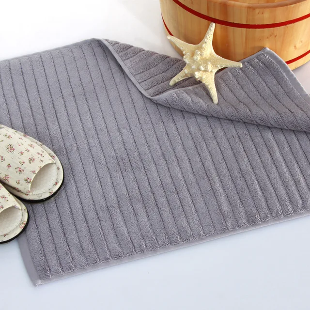 HAKOONA Hotel Striped Foot Towels Long Staple Cotton Bathroom Mats