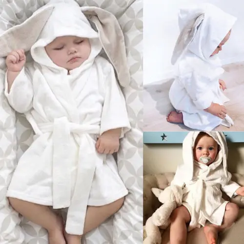 Lovely Baby Boys Girls Cartoon Hooded Bathrobe Child Toddler Bathing Towel Robe