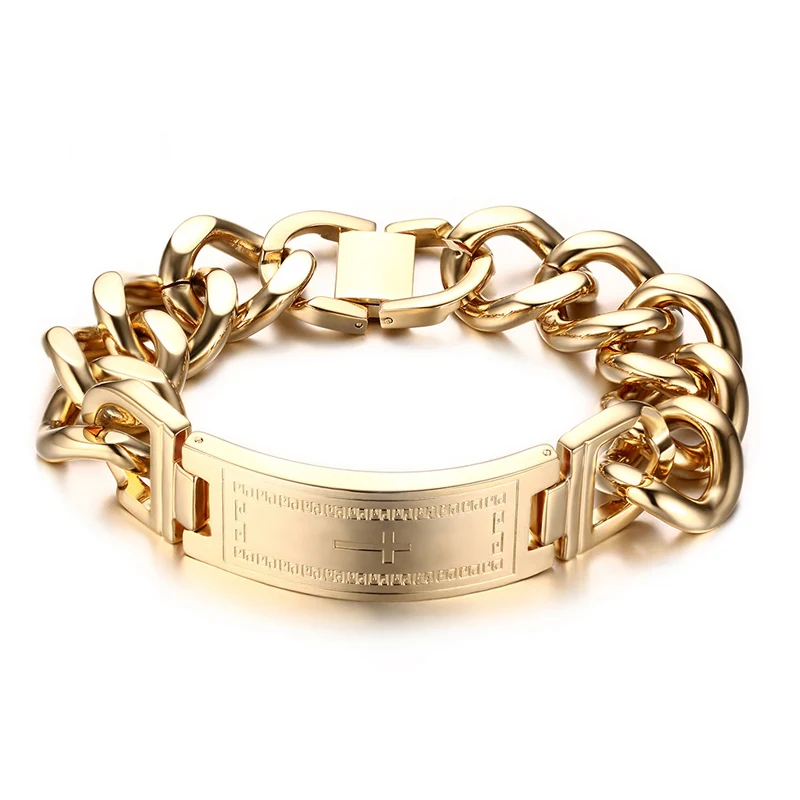 

2018 Offer Hot Geometric Sale Link Chain Trendy Vnox Id Bracelet Bangle Gold-color And Color Stainless Steel Metal Male Jewelry