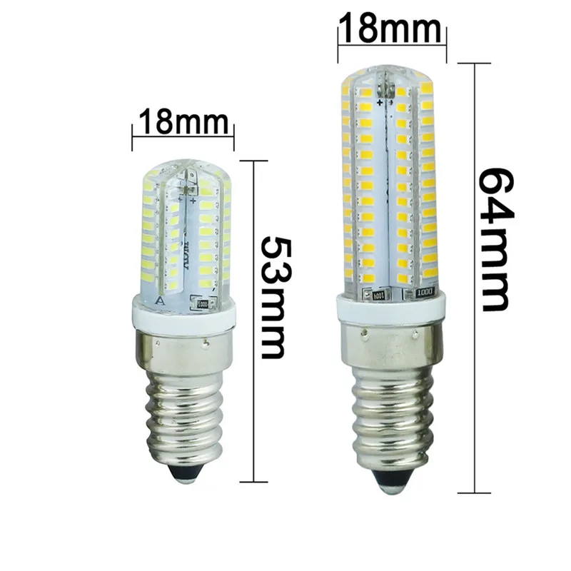 E14 15 Вт 72 светодиодный s Поддержка Диммер светодиодный светильник силиконовый Кристальный холодильник лампа холодильник индикатор Кукуруза лампа диммируемая SMD 3014