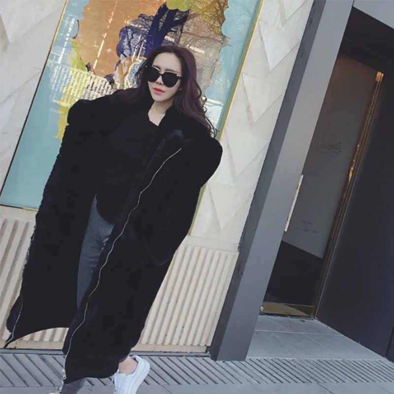 ALABIFU Winter Faux Fur Coat Women 2018 Long Warm Faux Fur Jacket Coat Casual Hoodies Loose Pocket Coat Outwear casaco feminino