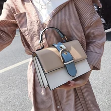 المرأة مصمم حقيبة يد 2019 موضة جديدة عالية الجودة بولي Leather جلد النساء حقيبة التباين سيدة حمل الكتف حقيبة ساعي Crossbody(China)