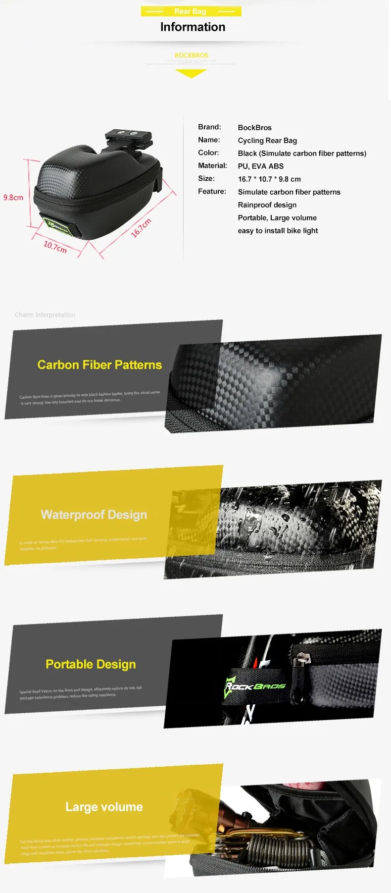 Top ROCKBROS Bicycle Panniers Carbon Pattern Rainproof Tail Rear Saddle Bag Foldable Black Cycling Seatpost Bag MTB Bike Accessories 1 Top ROCKBROS Bicycle Panniers Carbon Pattern Rainproof Tail Rear Saddle Bag Foldable Black Cycling Seatpost Bag MTB Bike Accessories 1