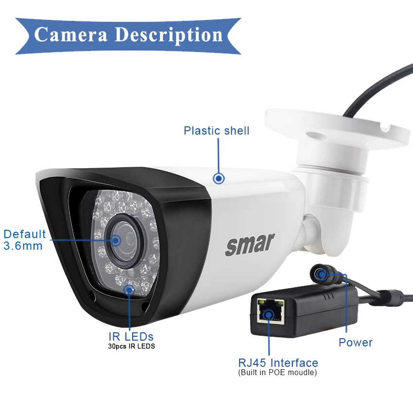 Hd 720P 960P 1080P Megapixel Macchina Fotografica Del Ip di Poe 30 Pcs Led Visione Notturna di Ir D