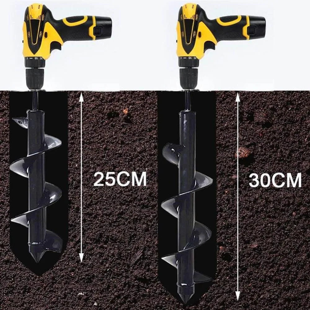 Garden Auger Spiral Drill Bit Flower Planter Bulb Shaft Drill Auger Yard Gardening Bedding Planting Hole Digger Tool Garden Auger Spiral Drill Bit Flower Planter Bulb Shaft Drill Auger Yard Gardening Bedding Planting Hole Digger Tool