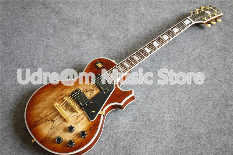 

High Quality Nature Wood Finish Block Pearl Inlaid Suneye LP Custom Style Guitar Electric Left Handed Custom Available