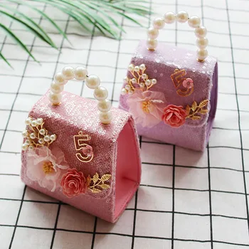 

2019 New Kids Mini Handbags Tote Baby Princess Pearl Messenger Bag Girls Flower Wallet Shoulder Hand Bags Gift