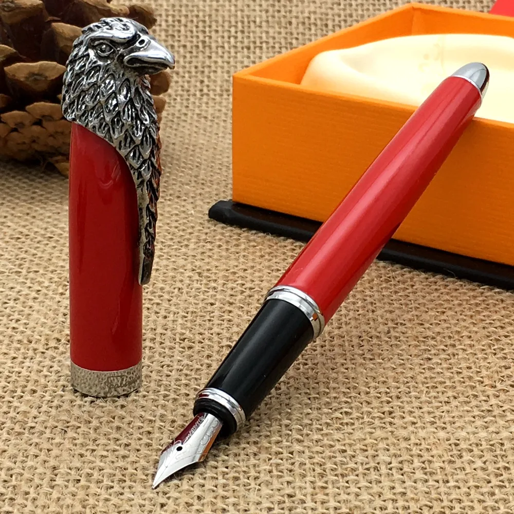 Luxury pen Fuliwen Fountain Pen Red with American Bald Eagle Head Clip Pen K2