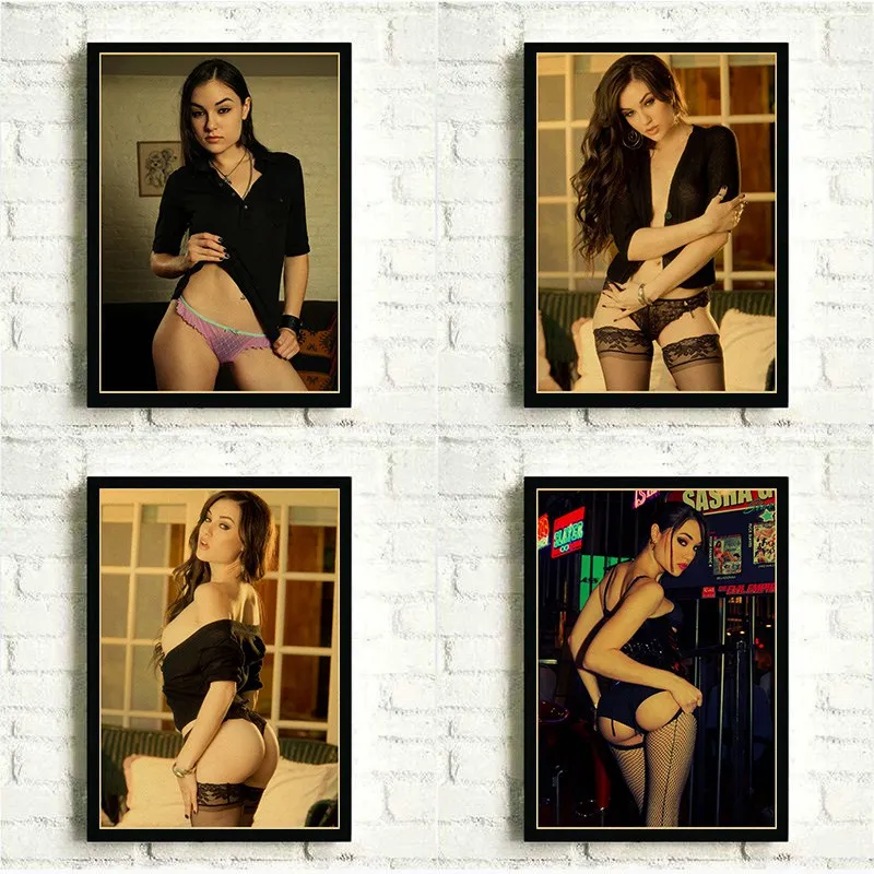 

Sasha Grey Sexy Poster Wall Sticker Living Room Bedroom Wall Decoration Picture Retro Poster Art Wall Decor Painting